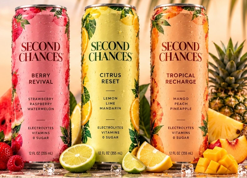 Berry Revival, Citrus Reset, Tropical Recharge — 12 oz sleek cans
